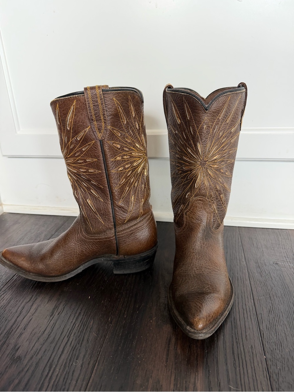 Rare 1950s Vintage ACME Starburst Brown Western Leather Cowboy Boots